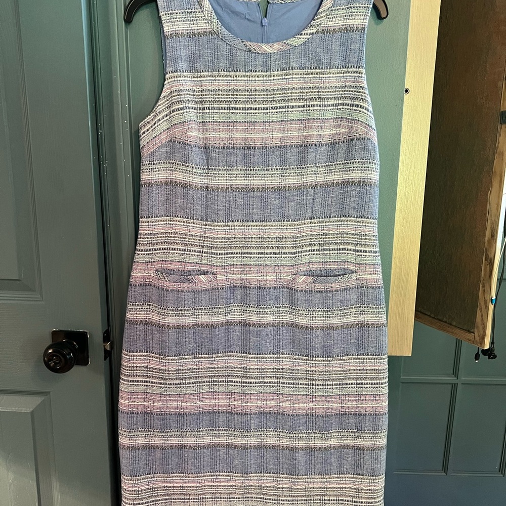 Striped Sleeveless Dress - Blue and Pink